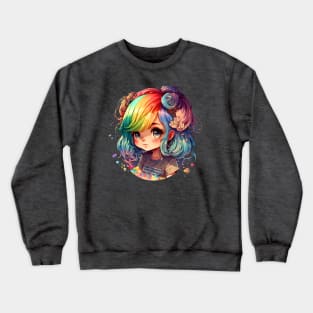 Rainbow cute girl cartoon style Crewneck Sweatshirt